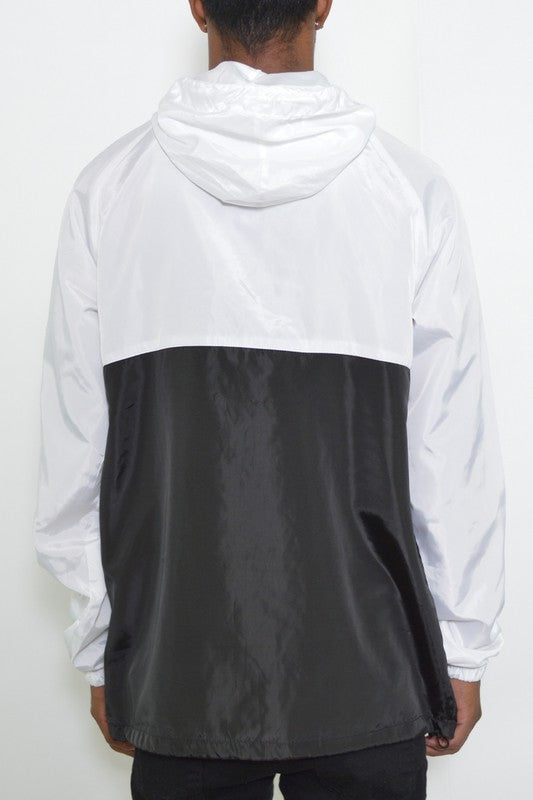 Men’s Color Block Anorak Jacket Pullover Windbreaker