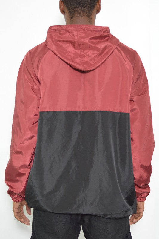 Men’s Color Block Anorak Jacket Pullover Windbreaker