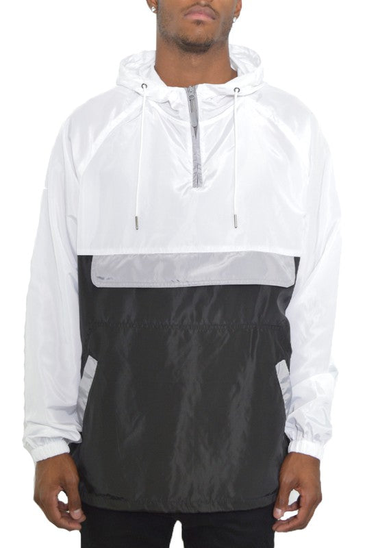 Men’s Color Block Anorak Jacket Pullover Windbreaker