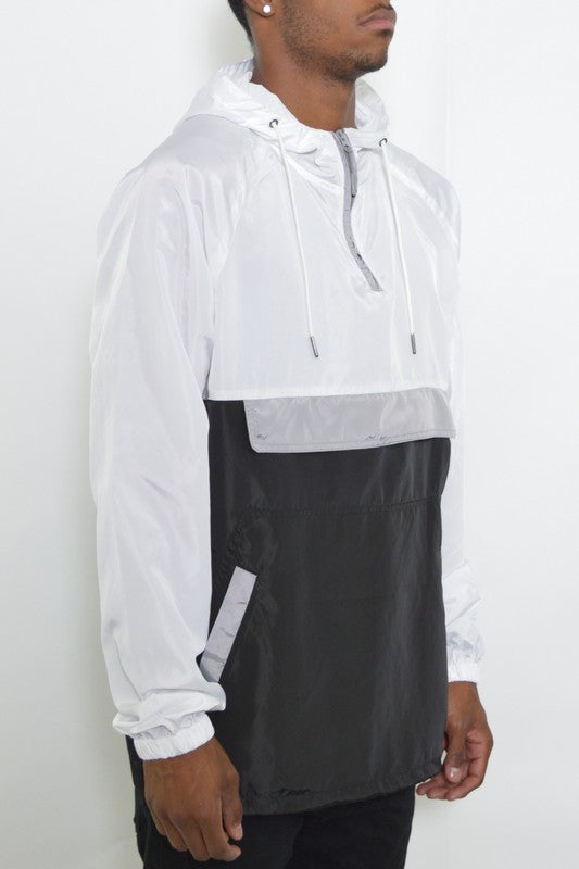 Men’s Color Block Anorak Jacket Pullover Windbreaker