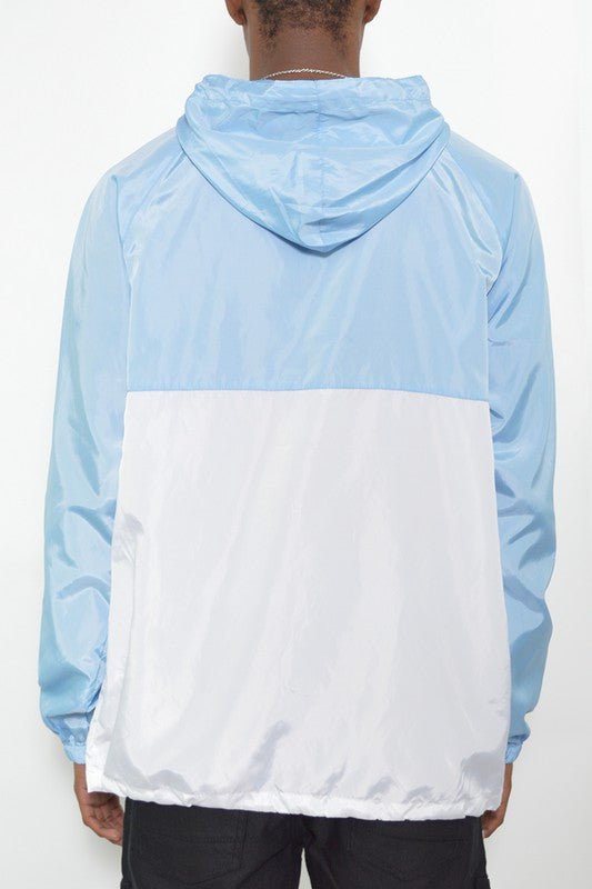 Men’s Color Block Anorak Jacket Pullover Windbreaker