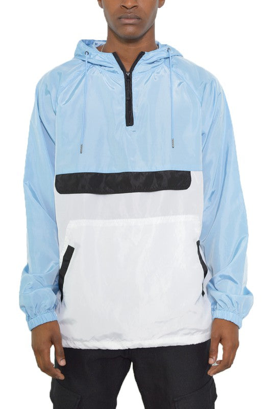 Men’s Color Block Anorak Jacket Pullover Windbreaker