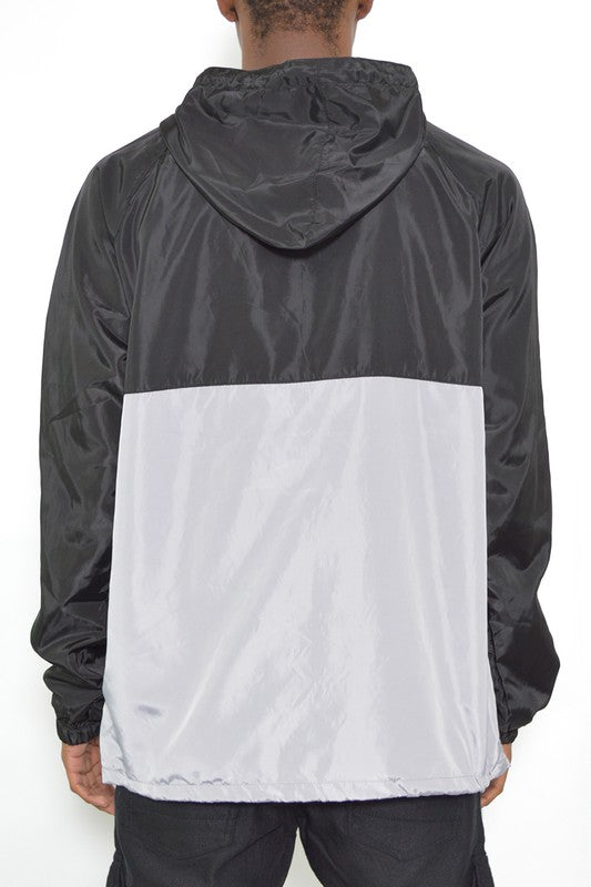 Men’s Color Block Anorak Jacket Pullover Windbreaker
