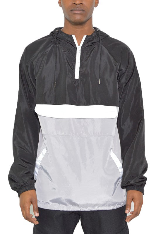 Men’s Color Block Anorak Jacket Pullover Windbreaker