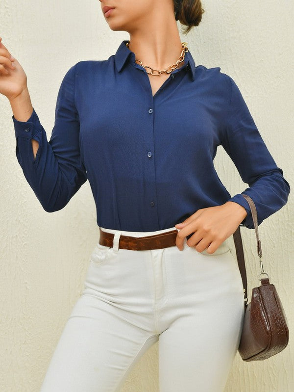 Women Button-up Blouse with Long Sleeve