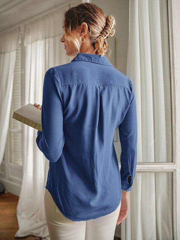 Women Button-up Blouse with Long Sleeve