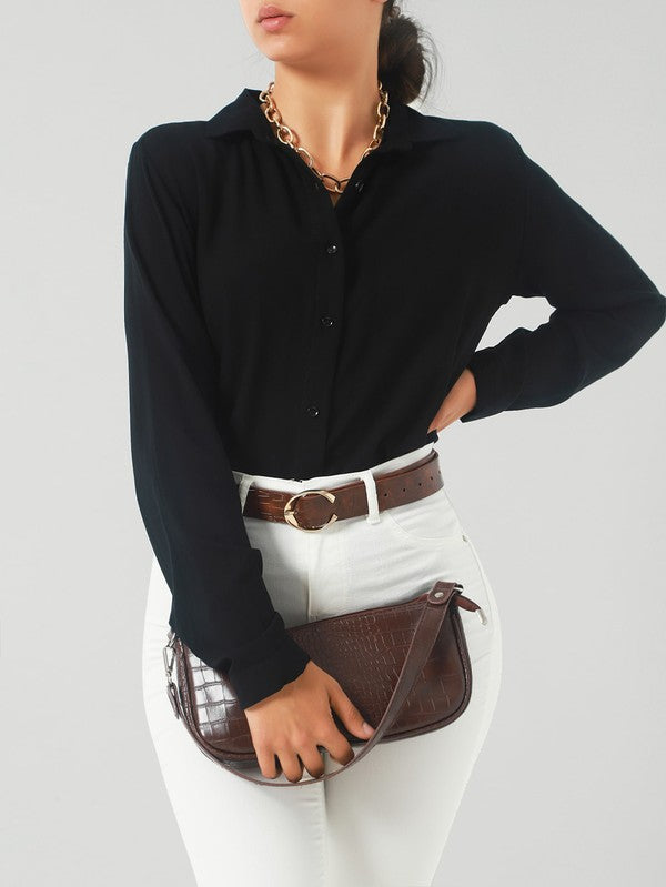 Women Button-up Blouse with Long Sleeve