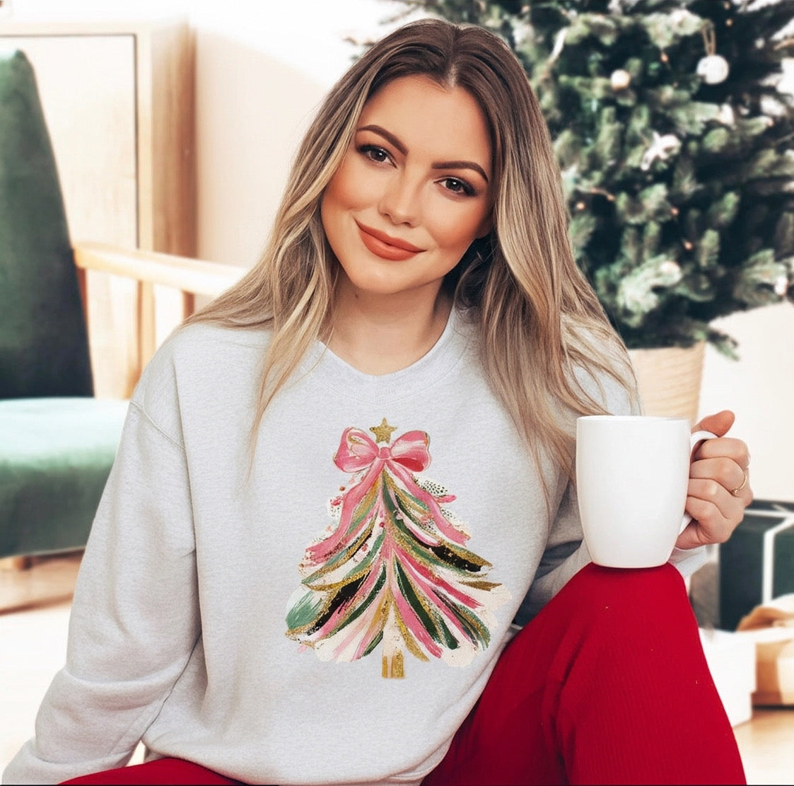 Christmas Tree Bow Sweatshirt