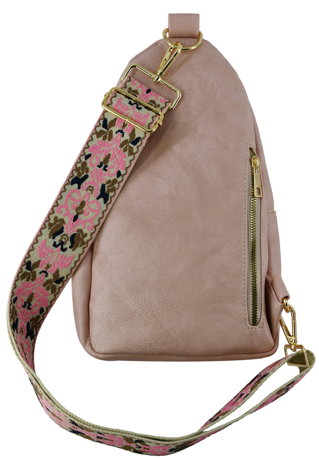Zipper Sling Bag/w Boho Strap