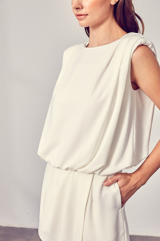 Drape Neck Open Back Romper - Final Sale