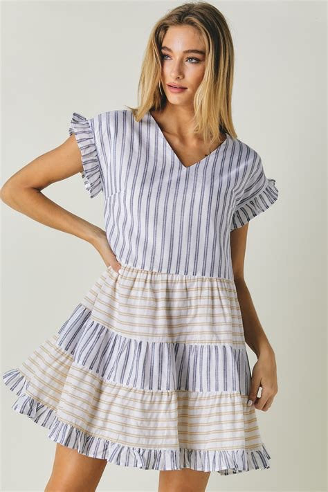 Davi & Dani Stripped Dress - Final Sale