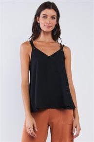 V-Neck Tassel Strap Cami Top - Final Sale