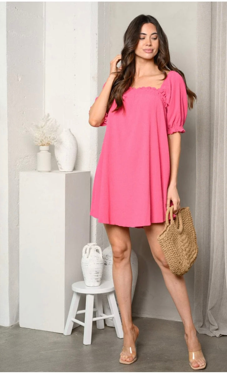 Puff Sleeve Mini Dress