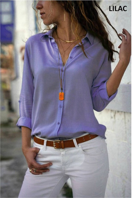Women Button-up Blouse with Long Sleeve
