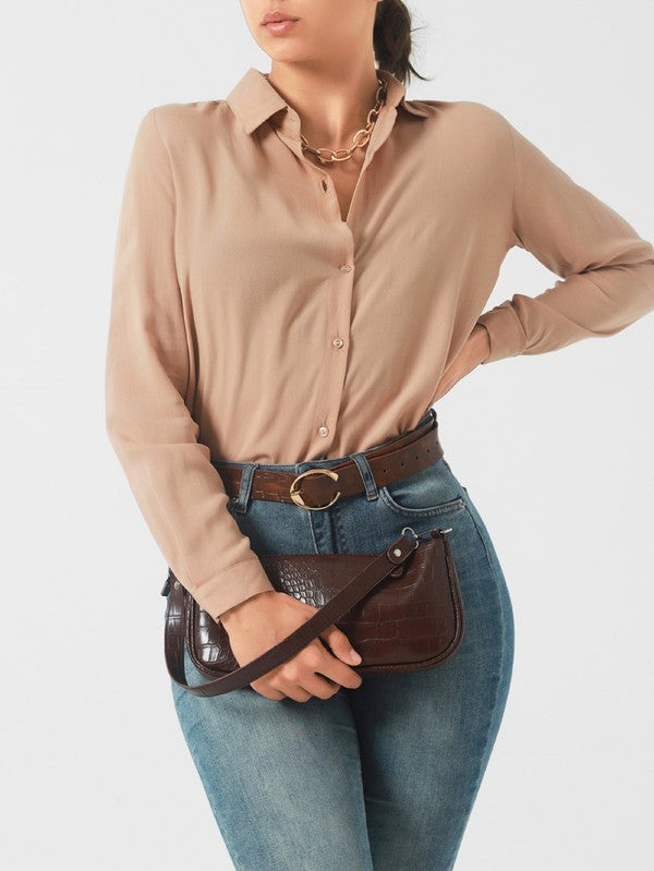 Women Button-up Blouse with Long Sleeve