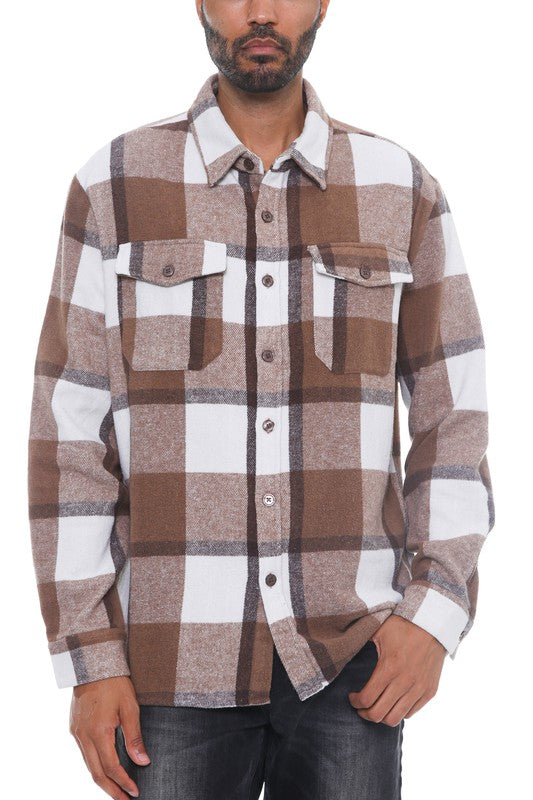 Mens Checkered Soft Flannel Shacket