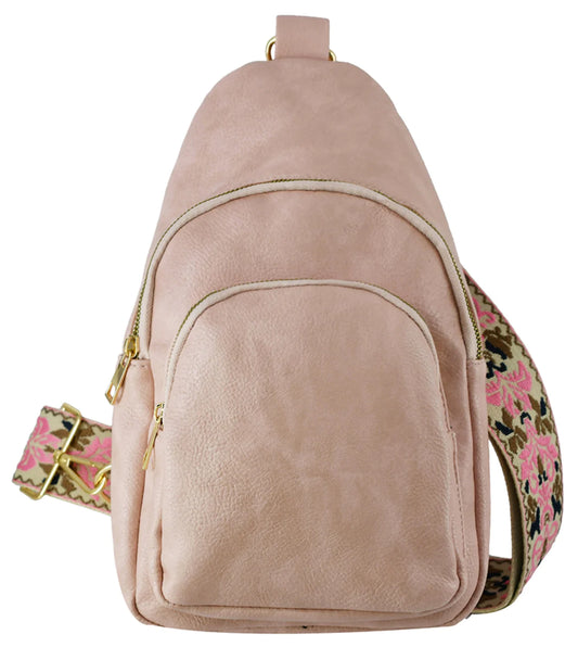 Zipper Sling Bag/w Boho Strap
